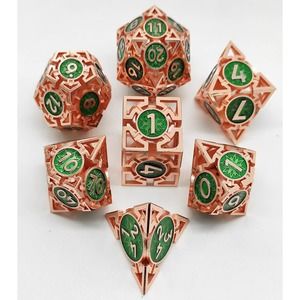 7 Piece Hollow Metal Dice Set Rune Series